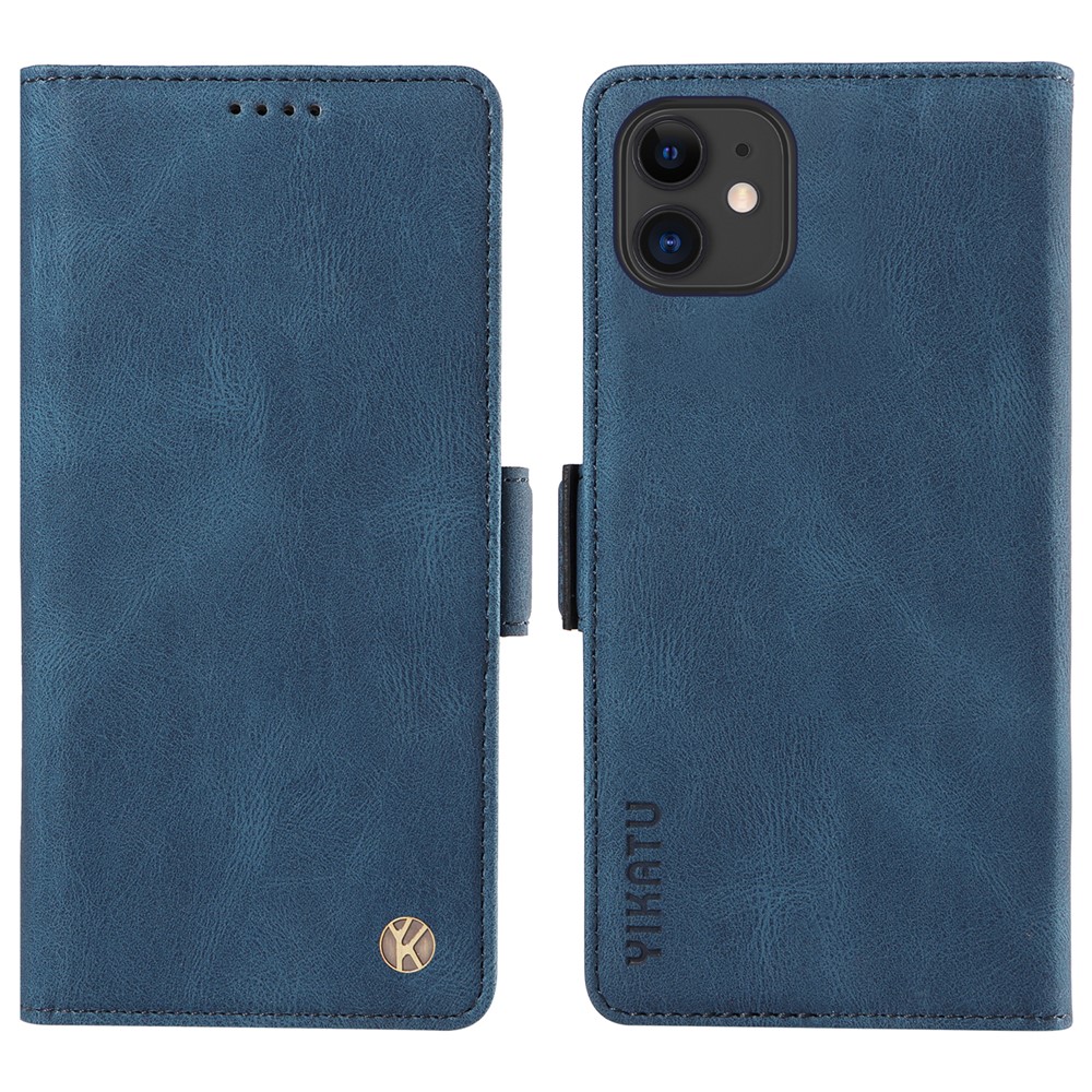 YIKATU YK-005 PU Leather Flip Cover for iPhone 11 , Wallet Stand Skin-touch Phone Case - Blue