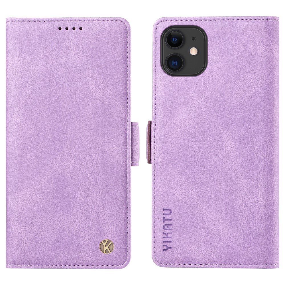 YIKATU YK-005 PU Leather Flip Cover for iPhone 11 , Wallet Stand Skin-touch Phone Case - Purple