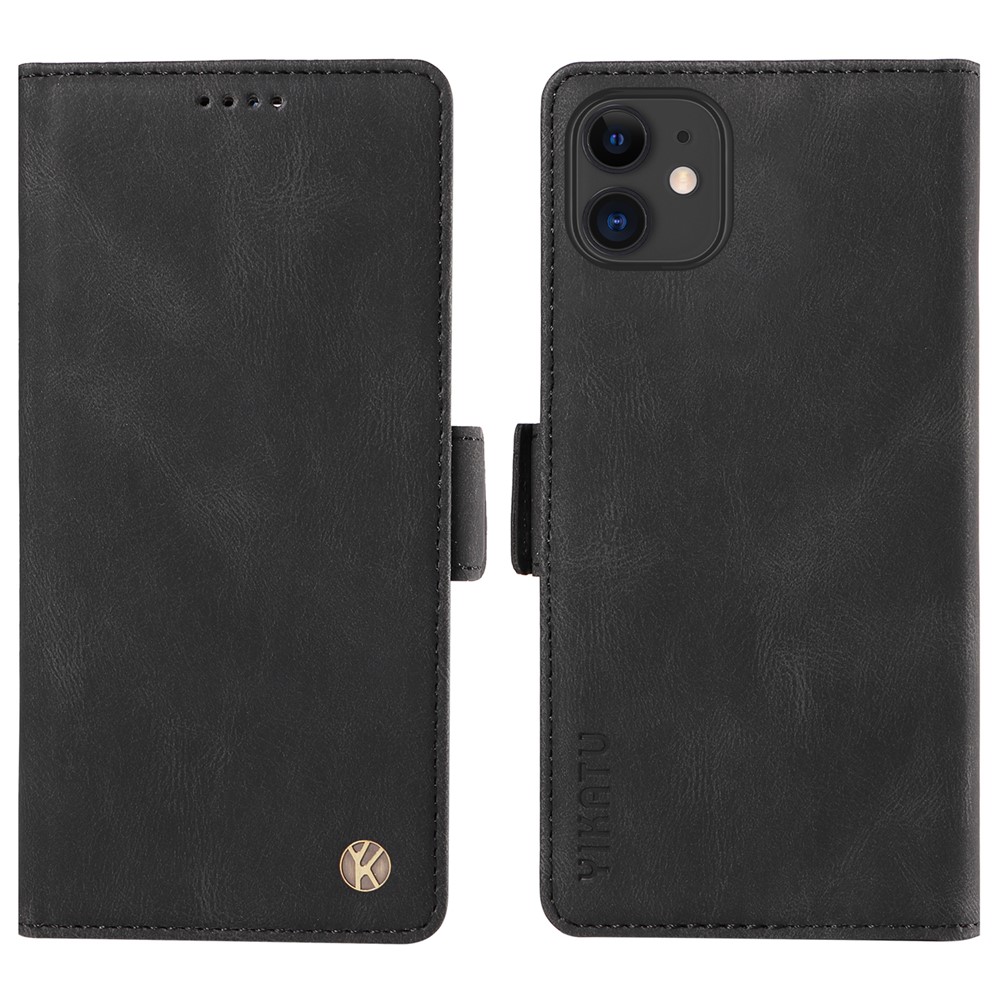 YIKATU YK-005 PU Leather Flip Cover for iPhone 11 , Wallet Stand Skin-touch Phone Case - Black