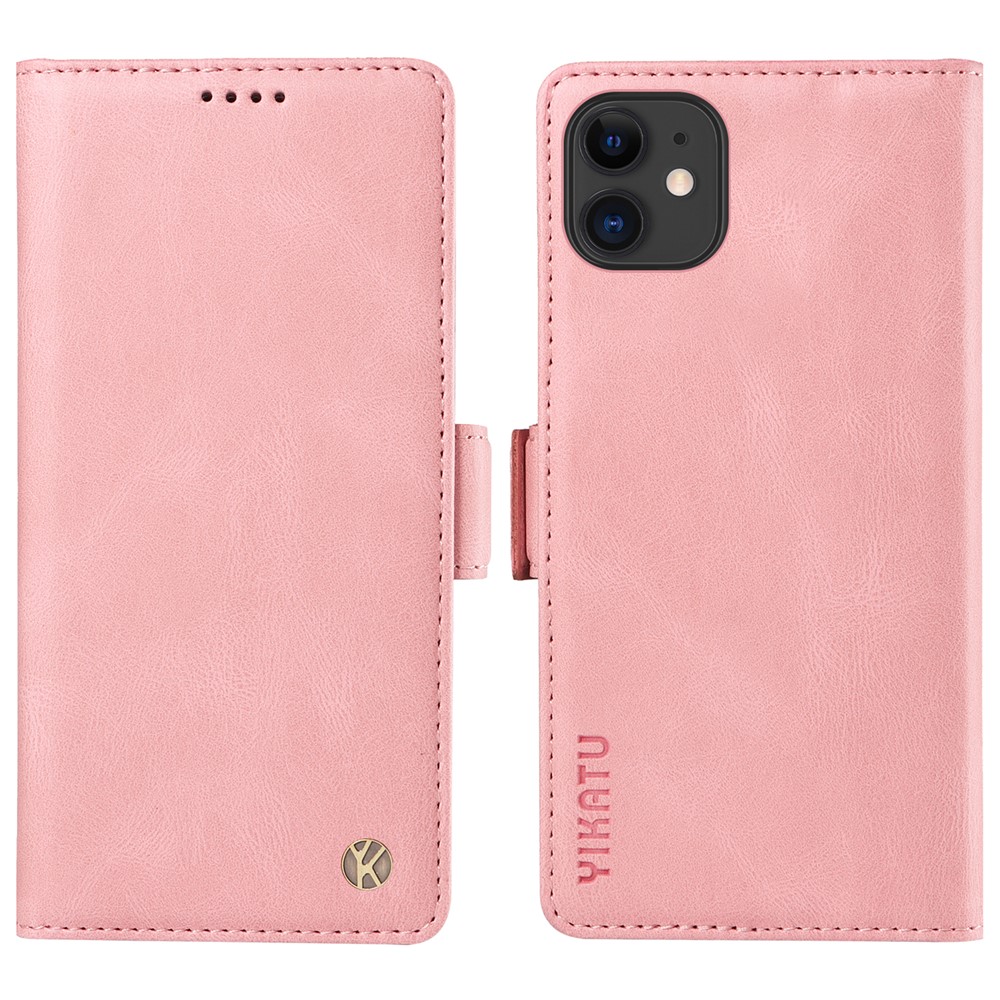 YIKATU YK-005 PU Leather Flip Cover for iPhone 11 , Wallet Stand Skin-touch Phone Case - Pink