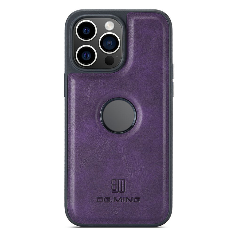 DG.MING For iPhone 12 / 12 Pro Case Logo View PU Leather+PC+TPU Anti-Scratch Cover - Purple