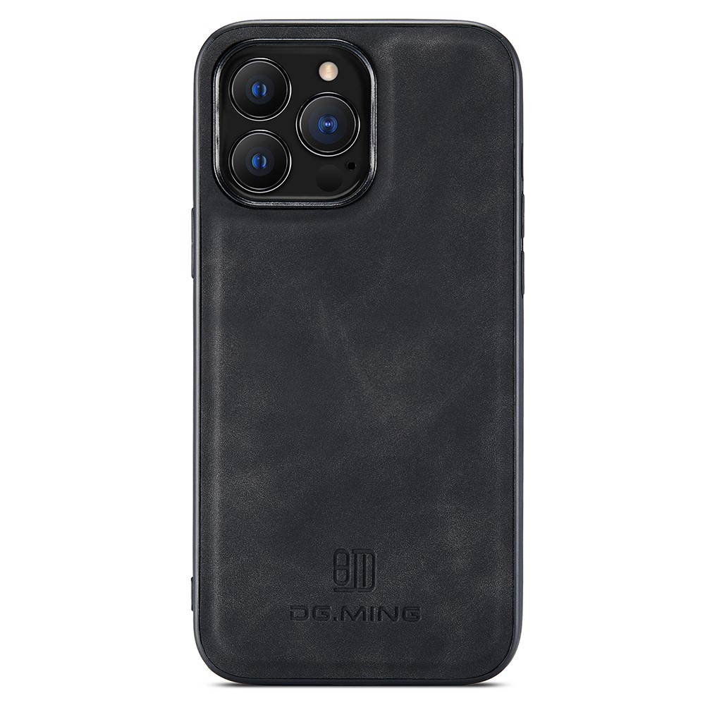 DG.MING For iPhone 12 / 12 Pro Case Fall-Proof PU Leather+PC+TPU Back Shell - Black