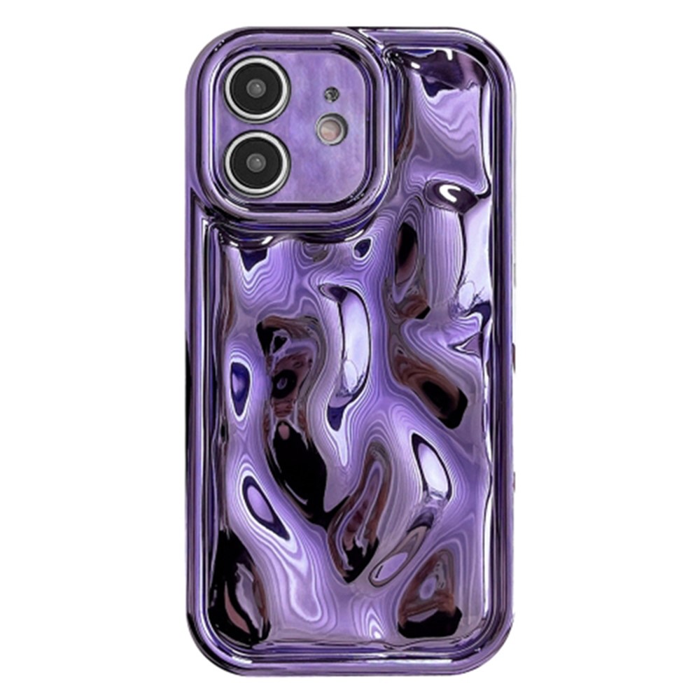 For iPhone 12 Case TPU Meteorite Texture Electroplated Phone Cover - Purple