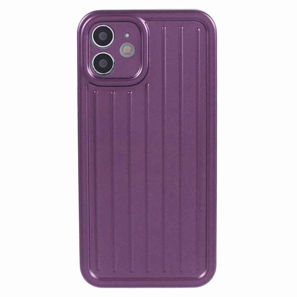 For iPhone 11 Case 3D Striped Pattern IMD TPU Anti-drop Phone Cover - Dark Purple