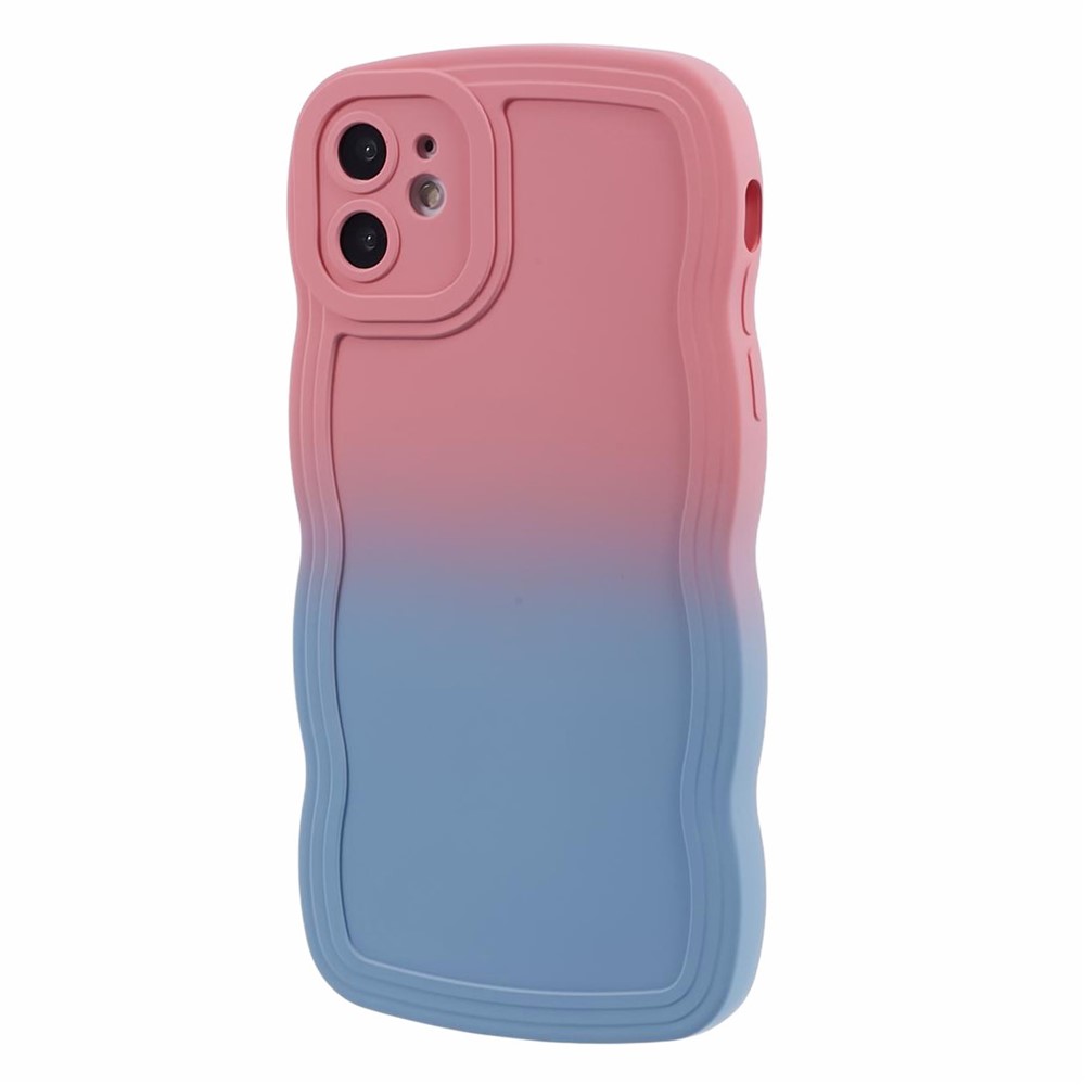 JTW Series for iPhone 11 Case Rubberized TPU Gradient Phone Cover - Pink+Sky Blue