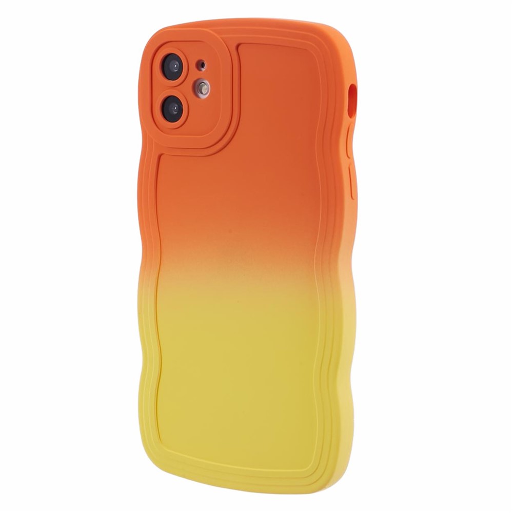 JTW Series for iPhone 11 Case Rubberized TPU Gradient Phone Cover - Orange+Yellow