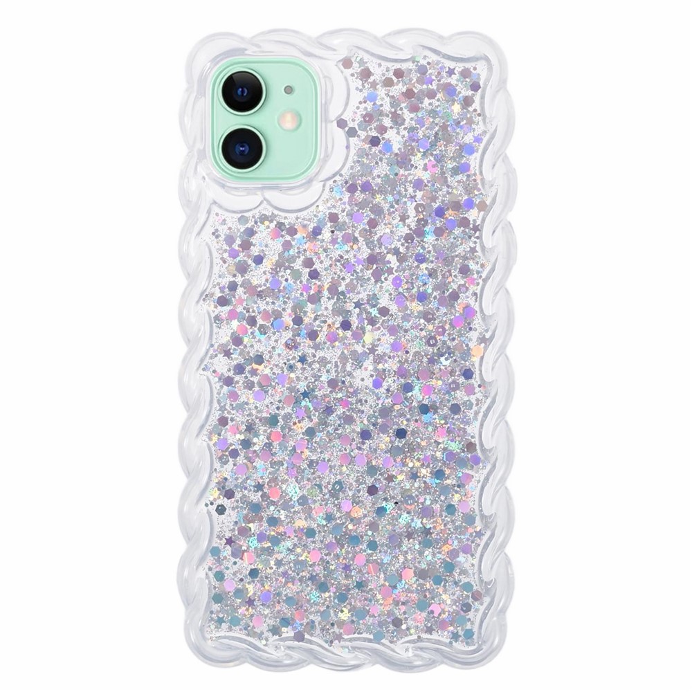JTW Series for iPhone 12 / 12 Pro Case Twisted Edges Glitter Sequins Epoxy Phone Cover - Silver