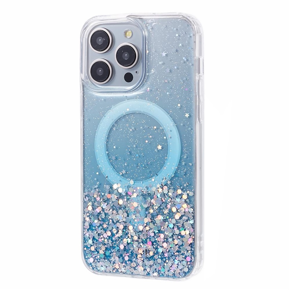 JTW Series For iPhone 12 / 12 Pro 6.1 inch Case Sparkle Epoxy TPU+Acrylic Phone Cover Compatible with MagSafe - Blue