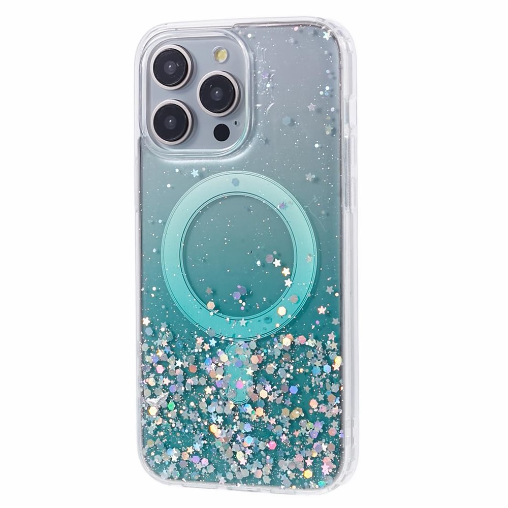 JTW Series For iPhone 12 / 12 Pro 6.1 inch Case Sparkle Epoxy TPU+Acrylic Phone Cover Compatible with MagSafe - Green