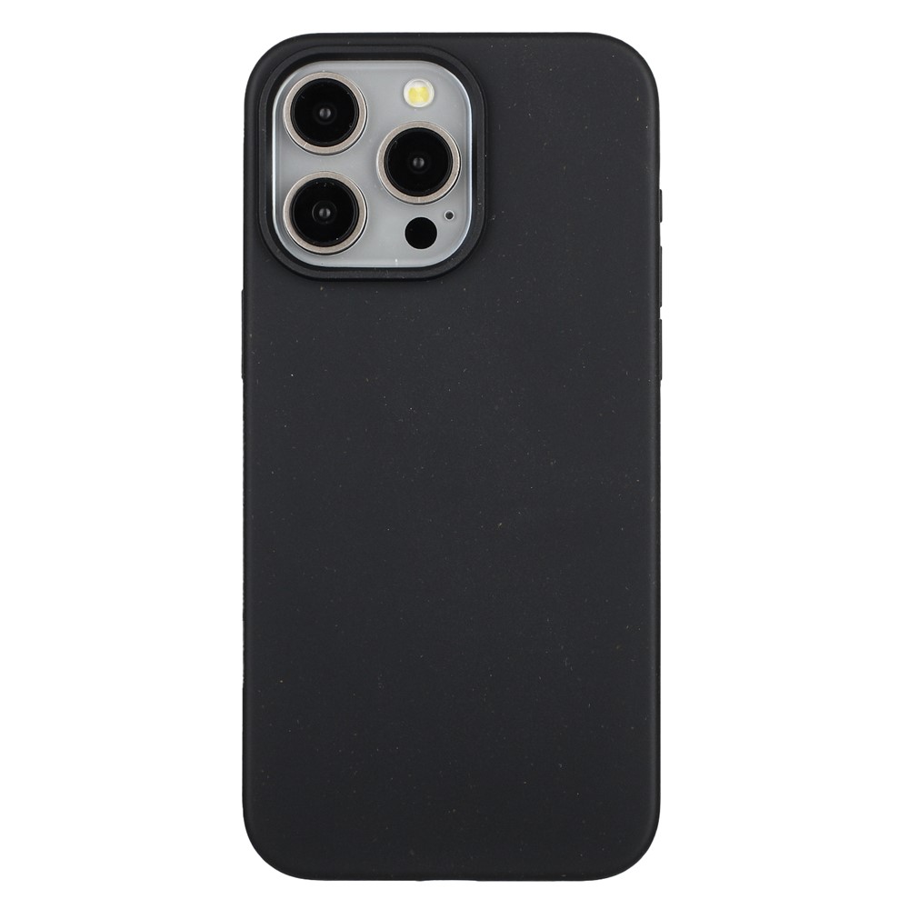 For iPhone 12 / 12 Pro Case Wheat Straw+TPU Full Biodegradable Phone Cover - Black