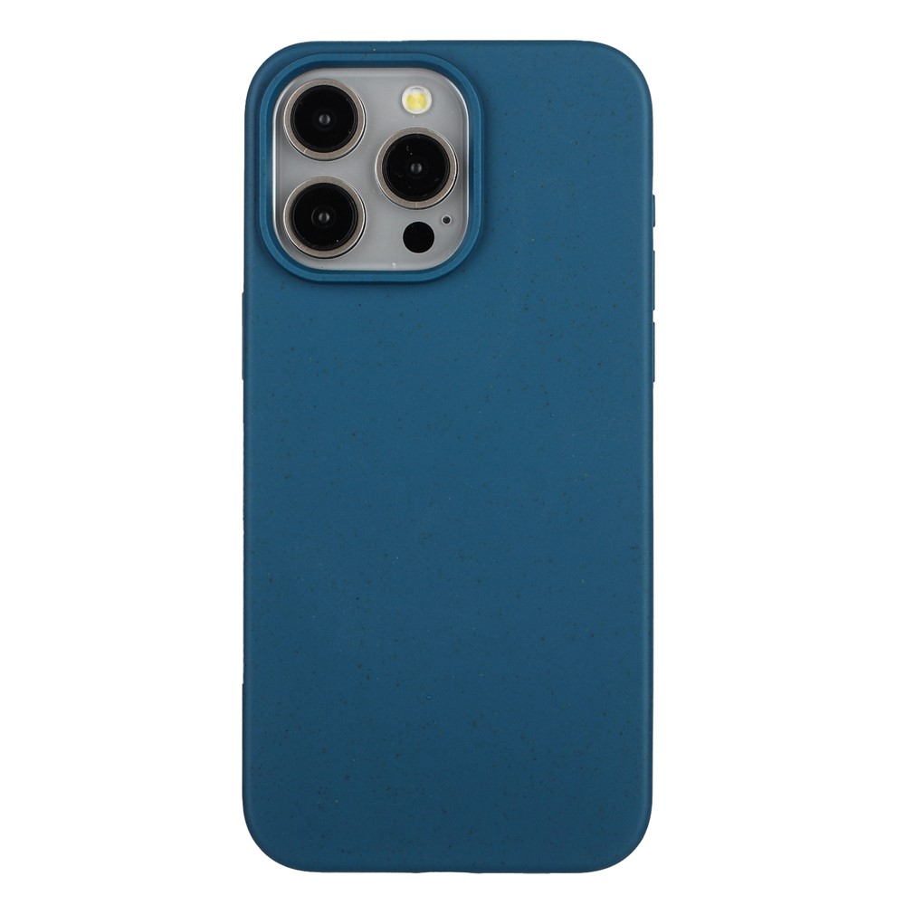 For iPhone 12 / 12 Pro Case Wheat Straw+TPU Full Biodegradable Phone Cover - Dark Blue