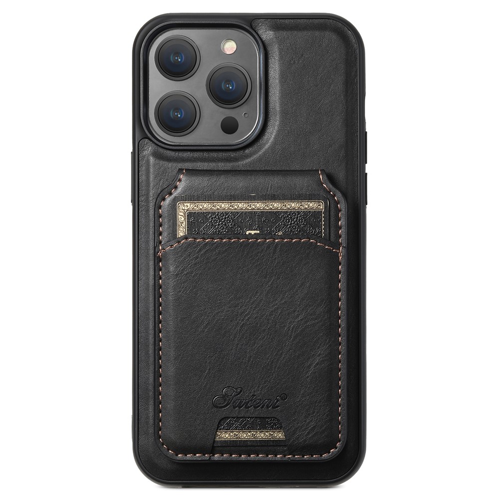 SUTENI H15 For iPhone 12 / 12 Pro Case Card Holder Phone Cover Compatible with MagSafe - Black
