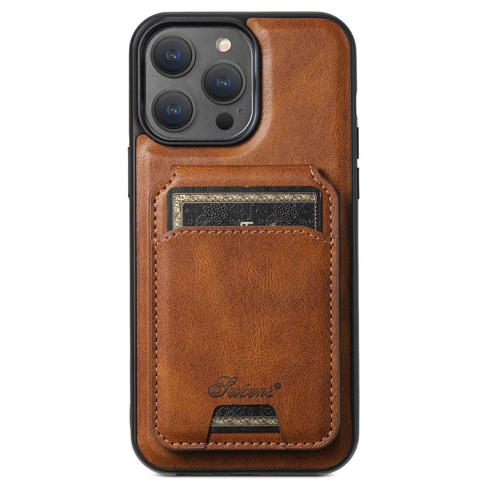 SUTENI H15 For iPhone 12 / 12 Pro Case Card Holder Phone Cover Compatible with MagSafe - Brown