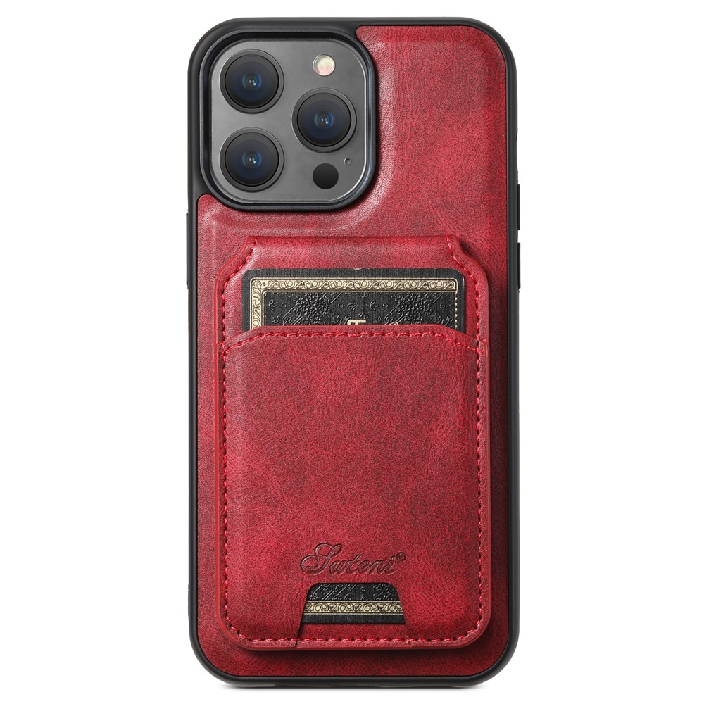 SUTENI H15 For iPhone 12 / 12 Pro Case Card Holder Phone Cover Compatible with MagSafe - Red