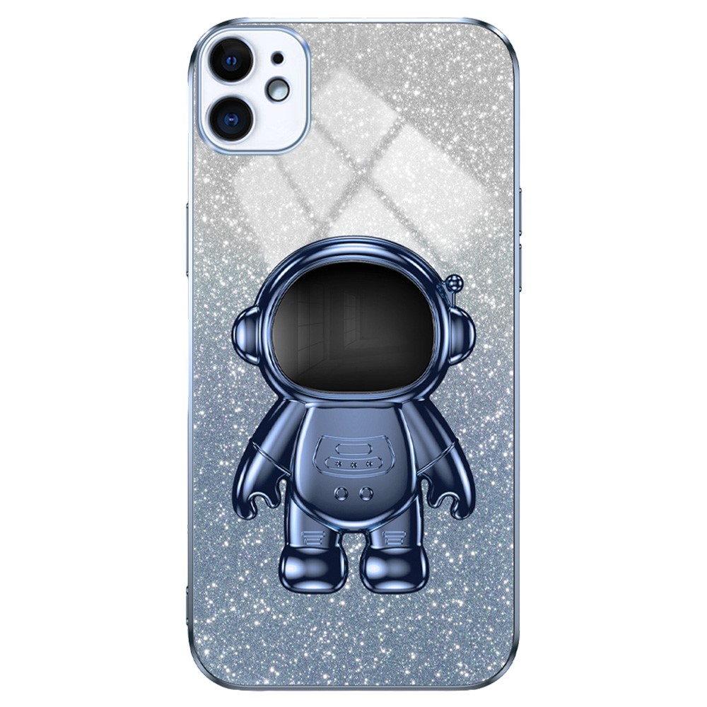 For iPhone 12 6.1 inch Case Astronaut PC+TPU Phone Cover with Kickstand - Blue