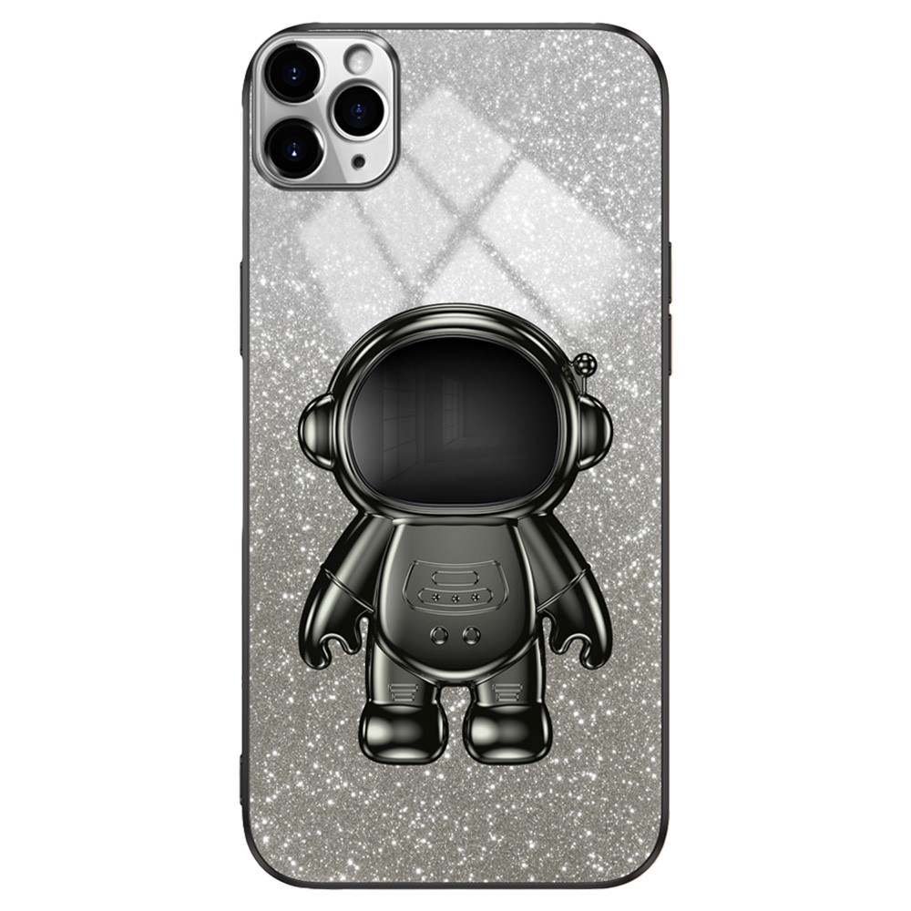 For iPhone 11 Pro Max Case Shockproof PC+TPU Shell Astronaut Kickstand Cell Phone Cover - Black