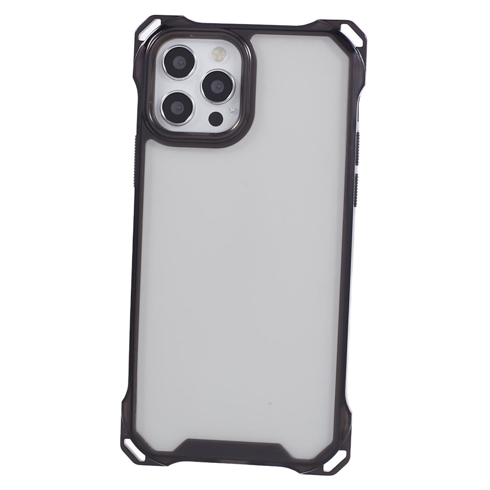 For iPhone 12 / 12 Pro Phone Case TPU+Acrylic Fall Prevention Protective Cover - Transparent Black