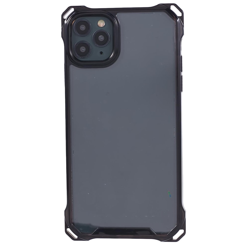 For iPhone 11 Pro Clear Case TPU Frame Acrylic Back Phone Cover - Transparent Black