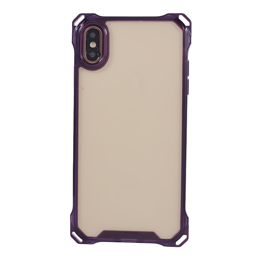 For iPhone XS Max Case TPU Frame Clear Acrylic Back Phone Cover - Transparent Purple
