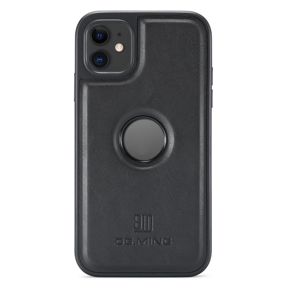 DG.MING For iPhone 11 Phone Case PU Leather Coated PC+TPU Hybrid Protective Cover - Black