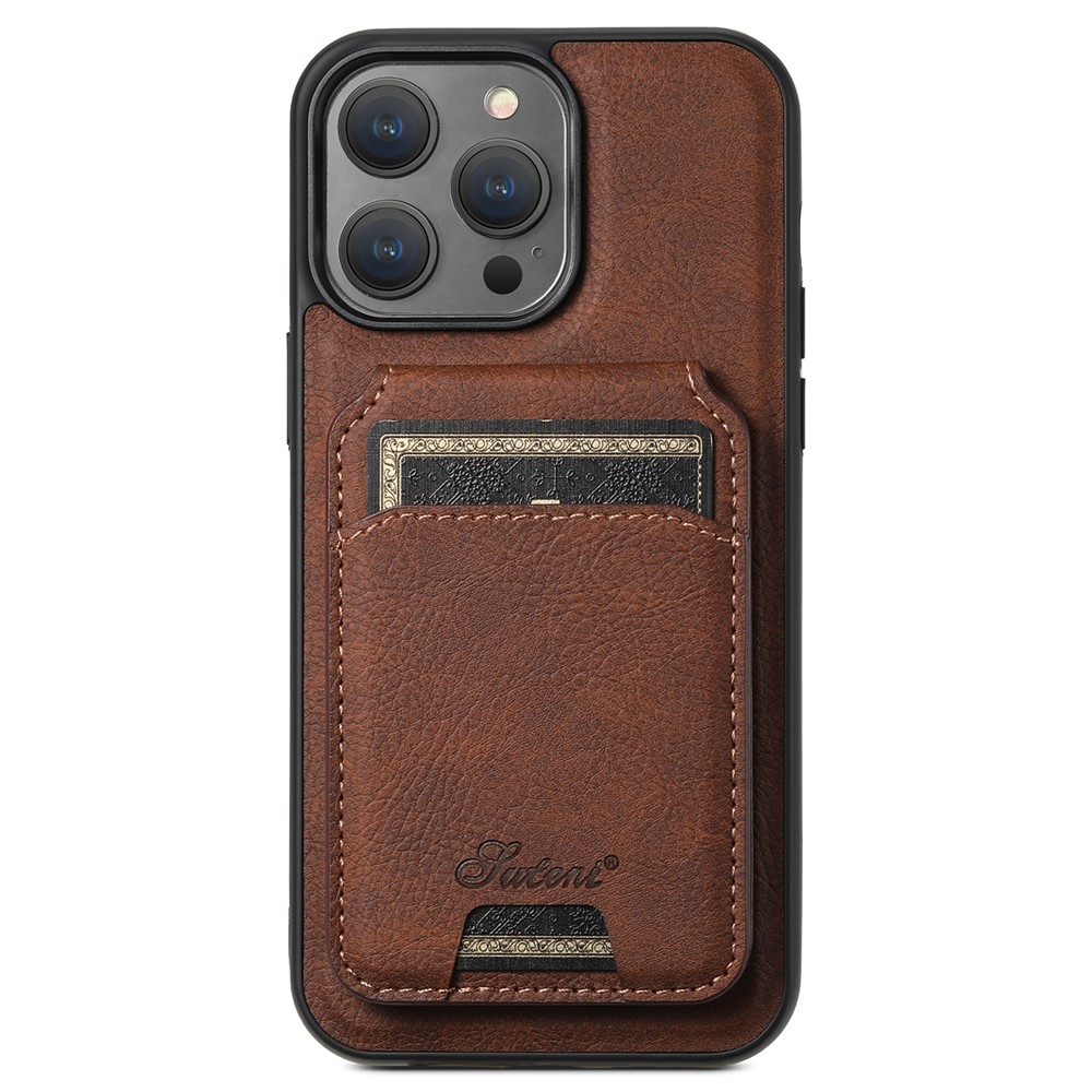 SUTENI H16 For iPhone 12 / 12 Pro Phone Case Kickstand Magnetic Detachable Cover - Brown
