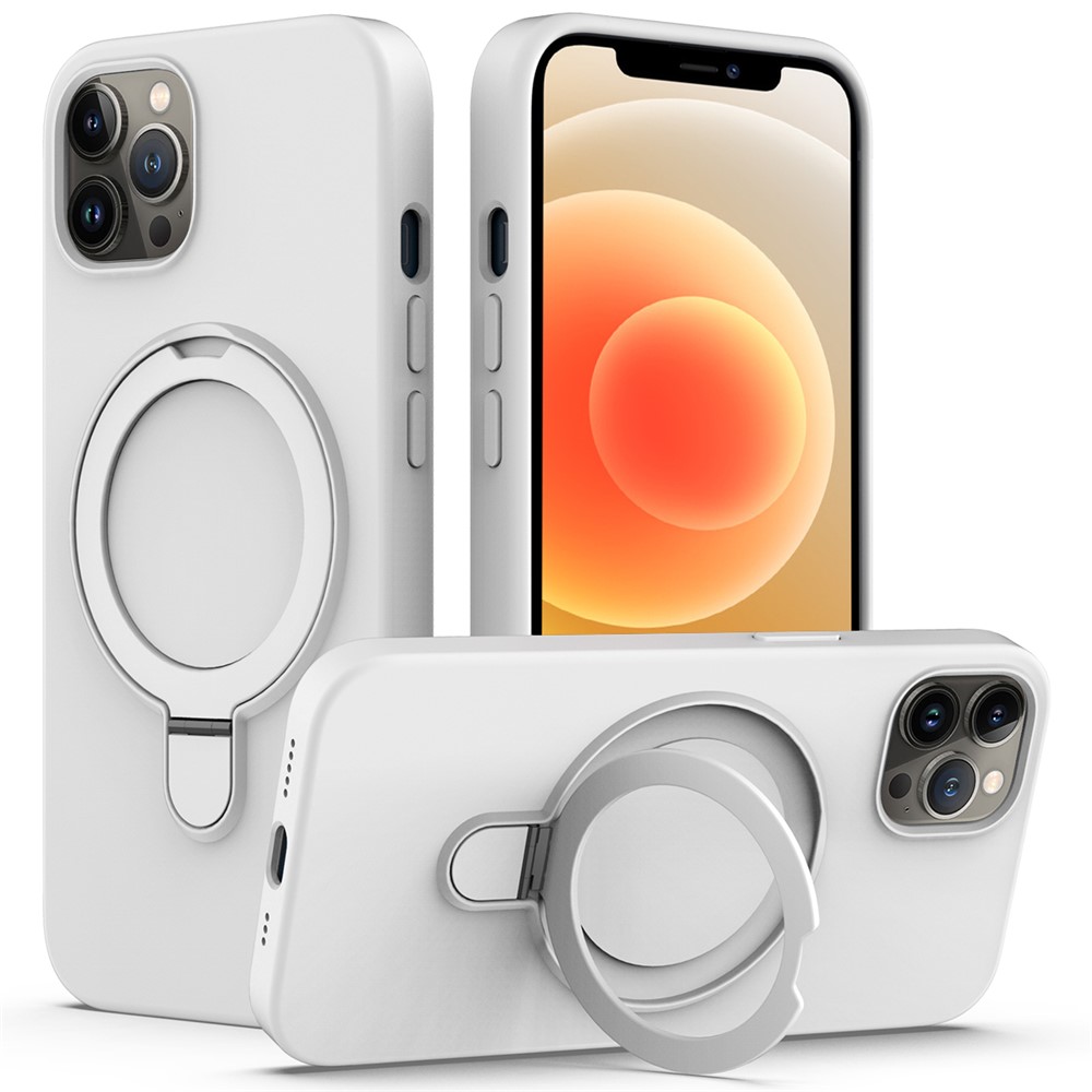 For iPhone 12 / 12 Pro Case Kickstand Phone Cover Compatible with MagSafe - White
