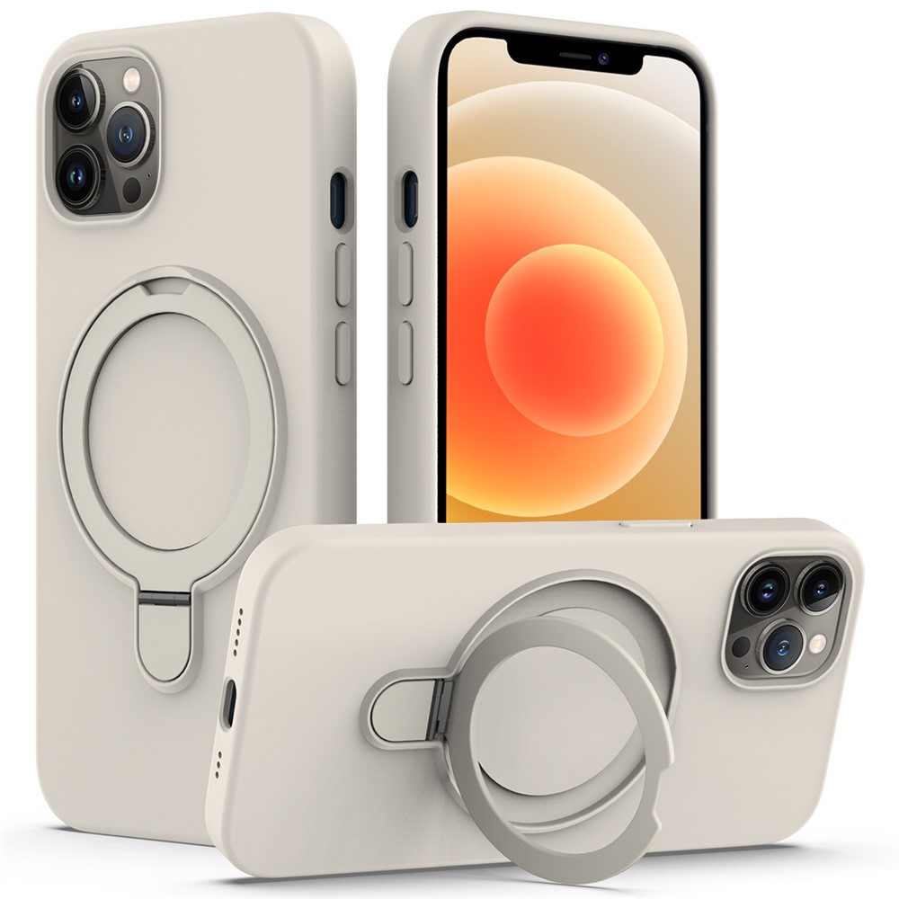 For iPhone 12 / 12 Pro Case Kickstand Phone Cover Compatible with MagSafe - Antique White