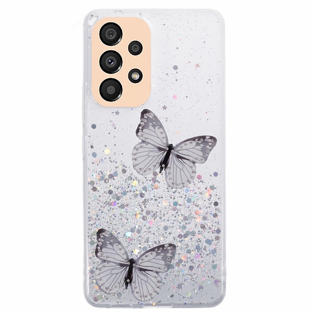 AW Series For Samsung Galaxy A32 4G (EU Version) Sparkle Epoxy Case TPU+PVC Big Rear Lens Hole Phone Cover - White
