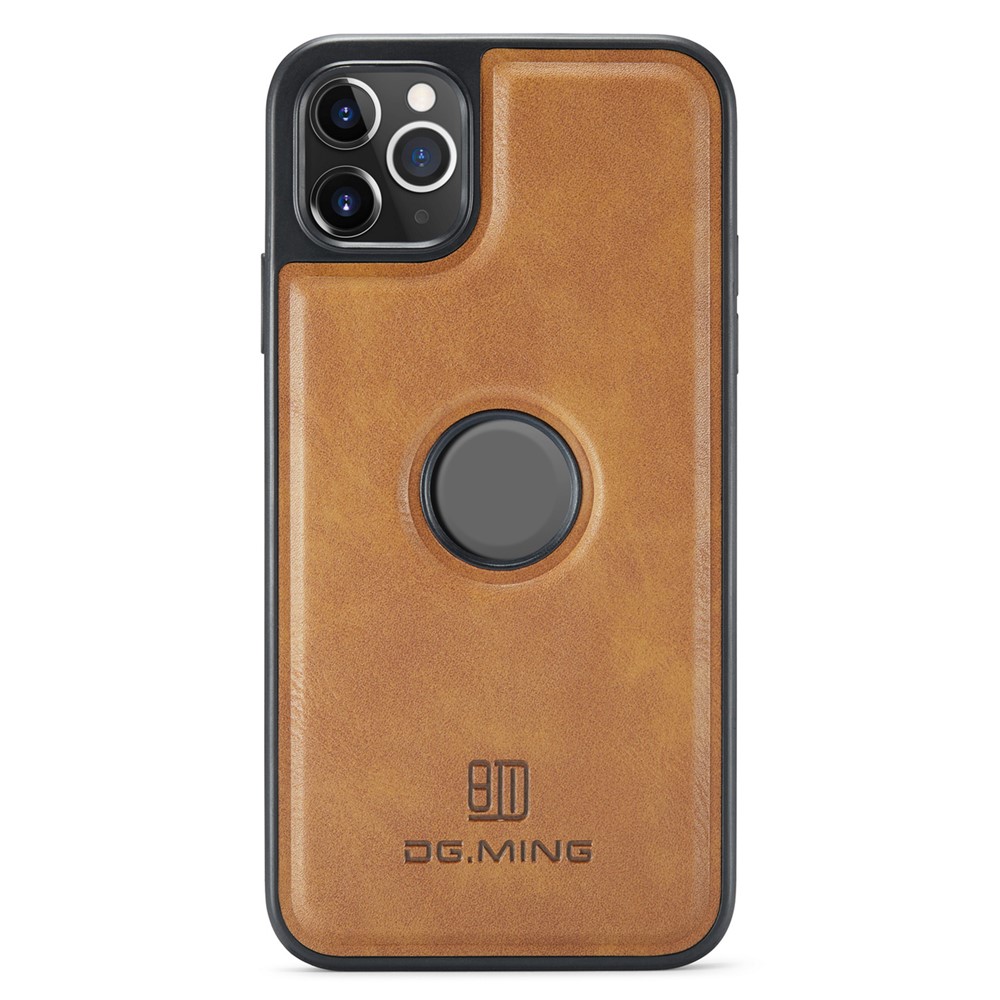 DG.MING For iPhone 11 Pro Max Case Leather Coating Phone Cover Wireless Charging - Brown