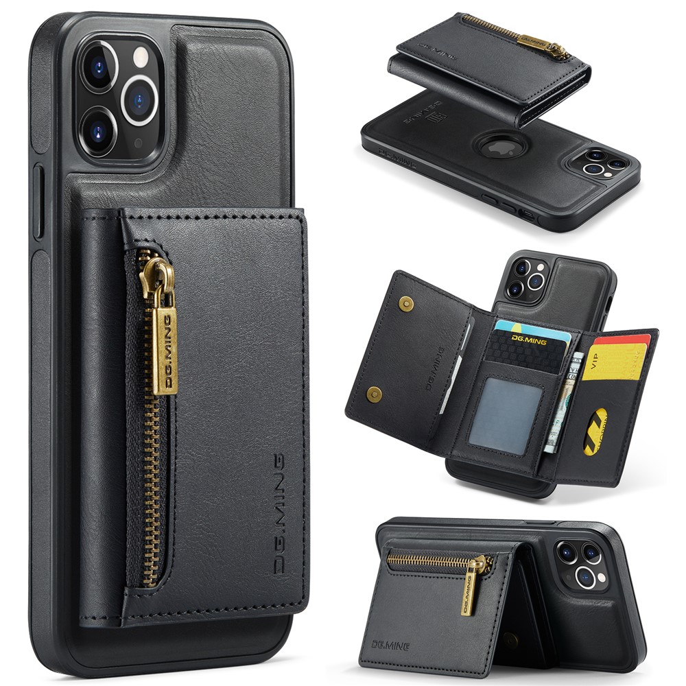 DG.MING M5 Series For iPhone 11 Pro Max Leather Case Detachable Magnetic Wallet - Black