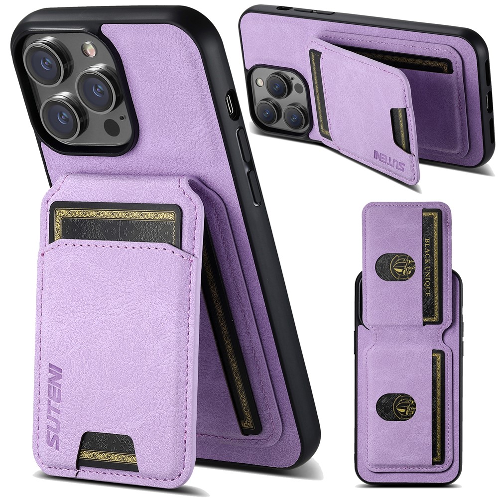 SUTENI H02 For iPhone 12 6.1 inch / 12 Pro 6.1 inch Litchi Texture Cover Vertical Flip PU Leather Case - Purple