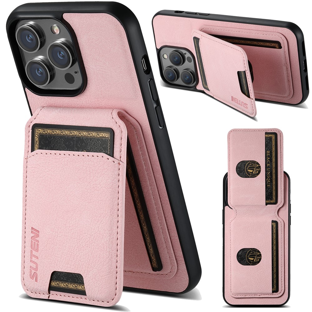 SUTENI H02 For iPhone 12 6.1 inch / 12 Pro 6.1 inch Litchi Texture Cover Vertical Flip PU Leather Case - Pink