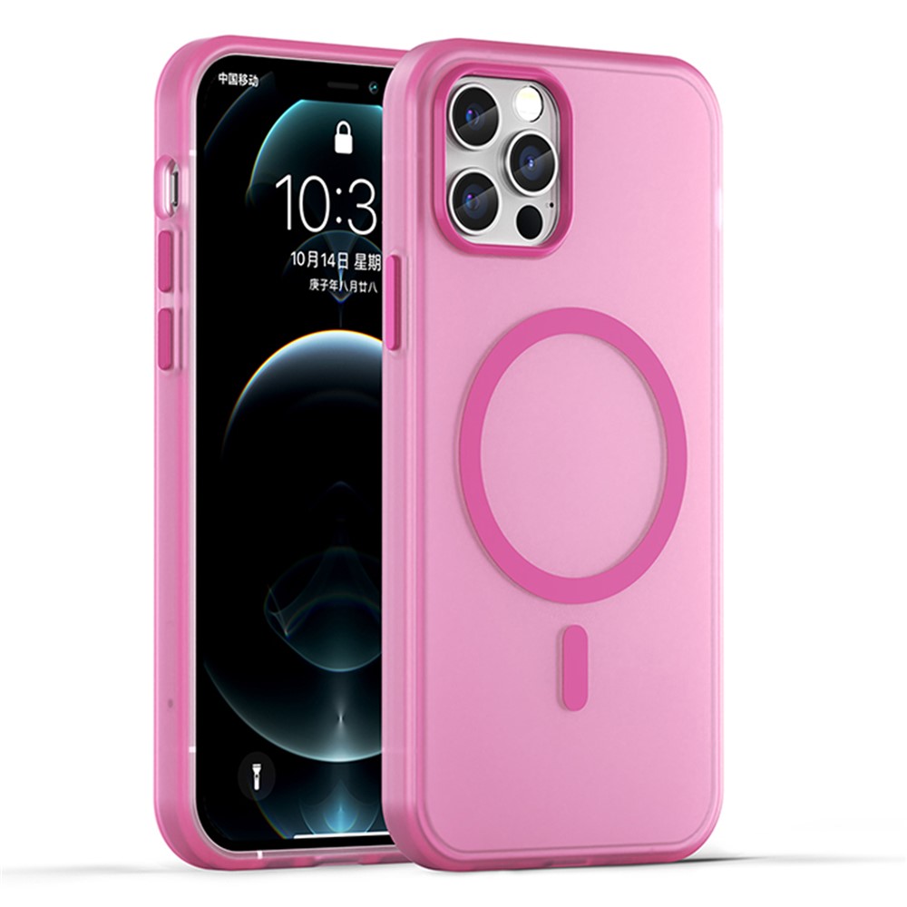 For iPhone 12 Pro 6.1 inch / 12 6.1 inch Translucent Matte Cover TPU + PC Phone Case Compatible with MagSafe - Pink