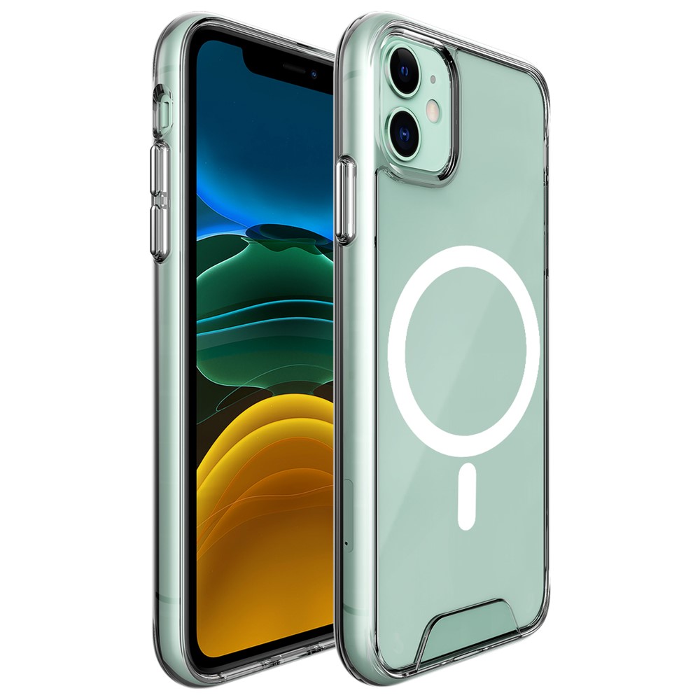 For iPhone 11 Case TPU+PC Clear Anti-drop Phone Back Protector Compatible with MagSafe