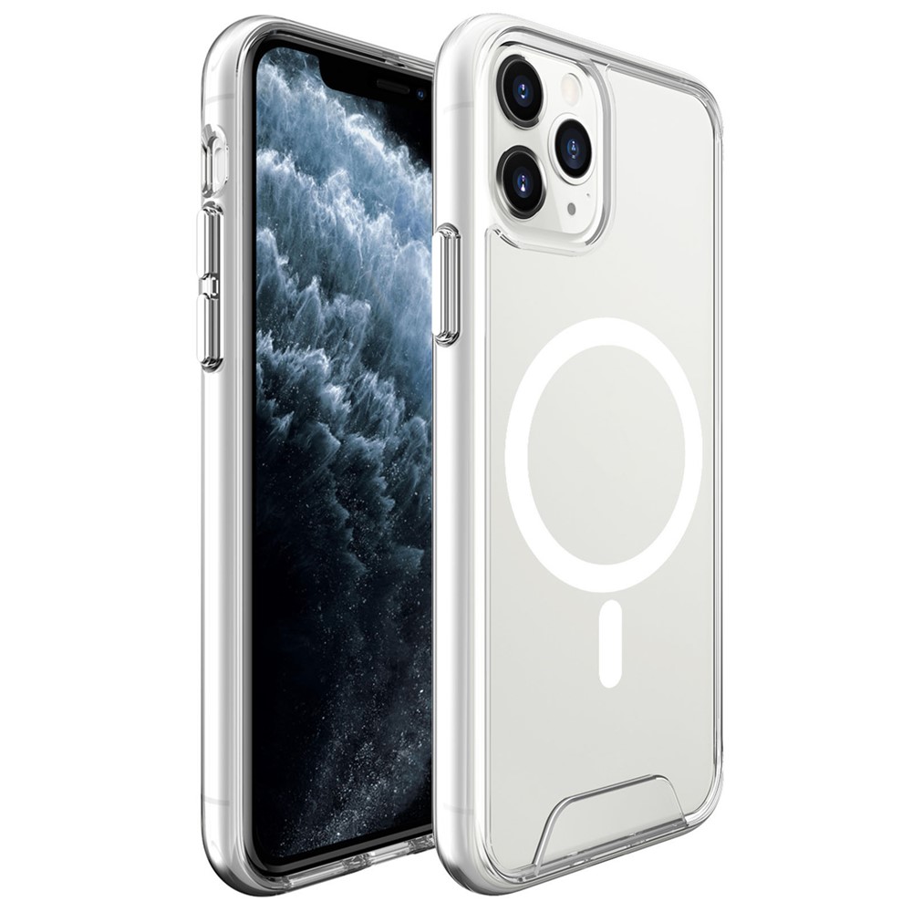 For iPhone 11 Pro Max Magnetic Case TPU+PC Clear Slim-Fit Back Cover Compatible with MagSafe