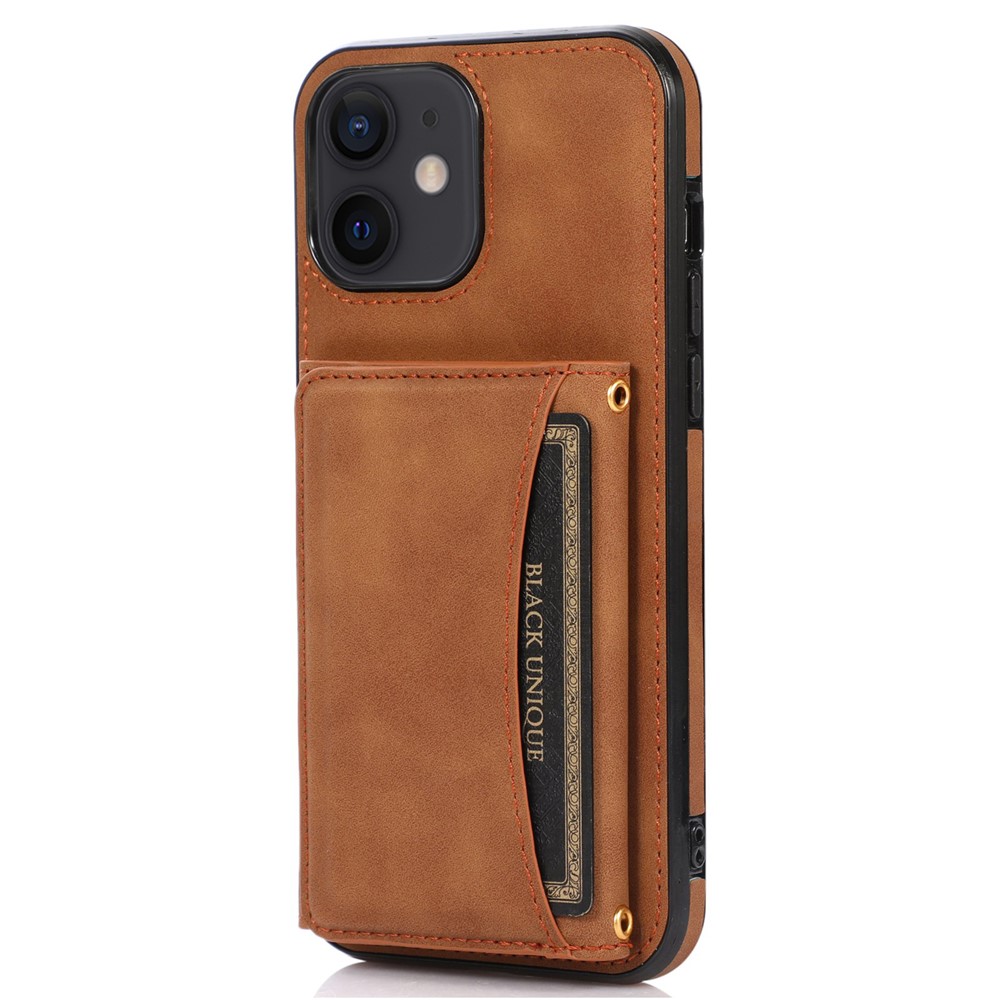 For iPhone 11 Cell Phone Case Tri-fold Wallet Drop-proof PU Leather+TPU Kickstand Back Cover - Brown
