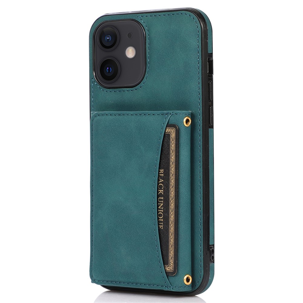 For iPhone 11 Cell Phone Case Tri-fold Wallet Drop-proof PU Leather+TPU Kickstand Back Cover - Blue
