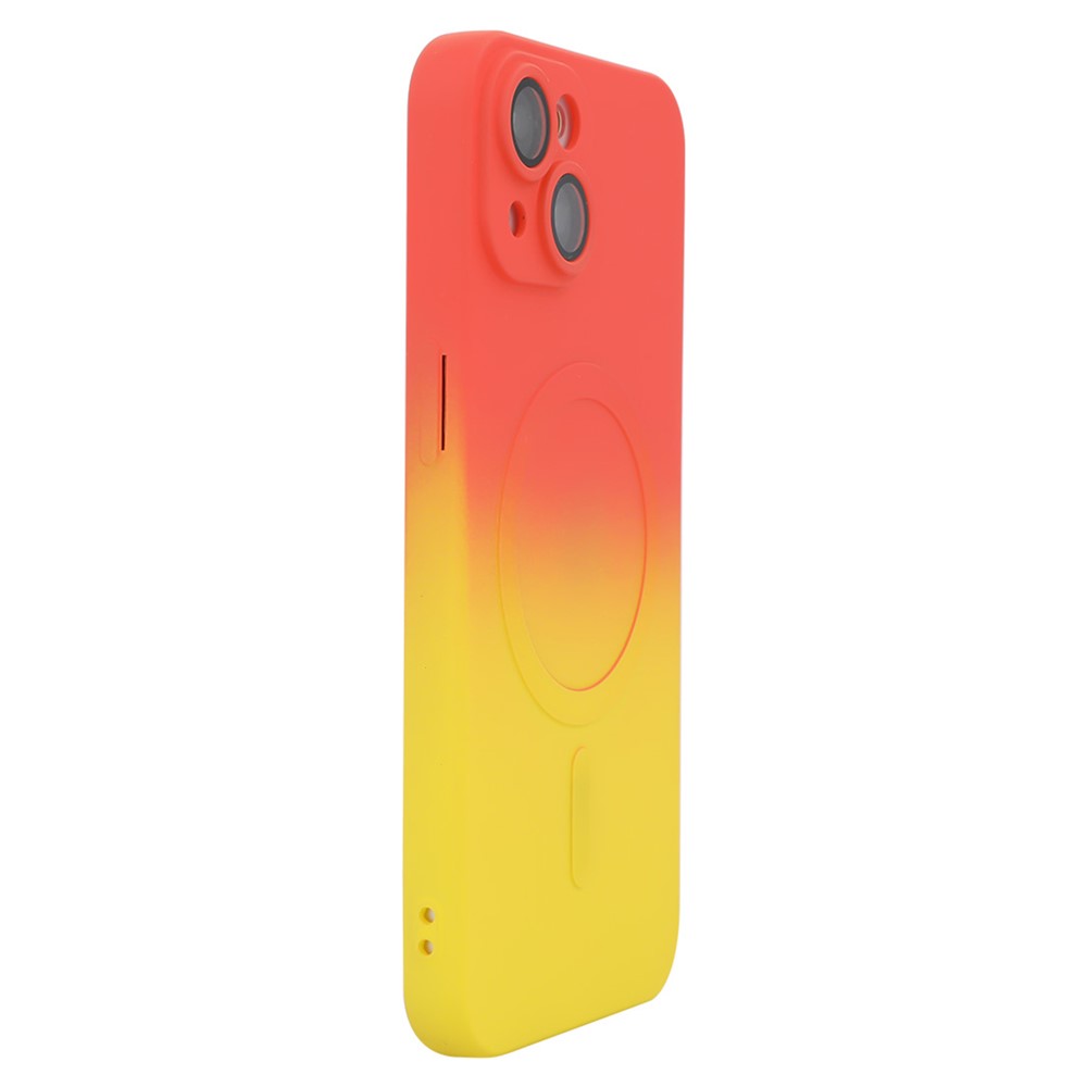 ENAKY HAT PRINCE For iPhone 14 Plus Magnetic Case Gradient Dual Color Silicone Cover - Orange+Yellow