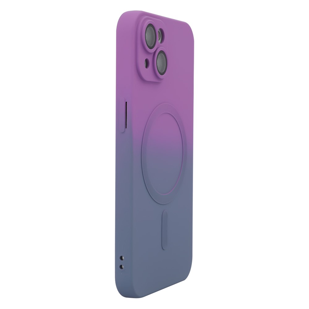 ENAKY HAT PRINCE For iPhone 14 Plus Magnetic Case Gradient Dual Color Silicone Cover - Purple+Blue