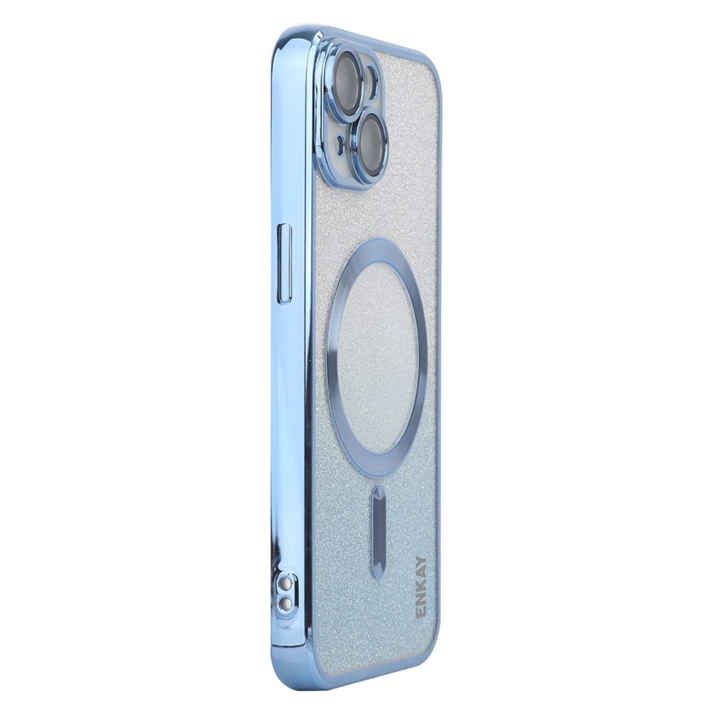 ENAKY HAT PRINCE For iPhone 14 Plus Magnetic TPU Case Electroplating Glitter Phone Cover - Blue