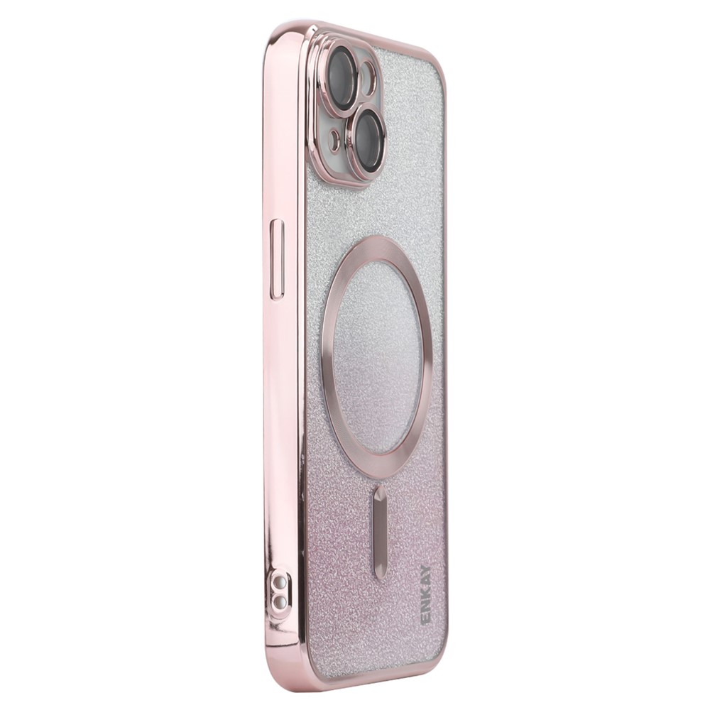 ENAKY HAT PRINCE For iPhone 14 Plus Magnetic TPU Case Electroplating Glitter Phone Cover - Pink