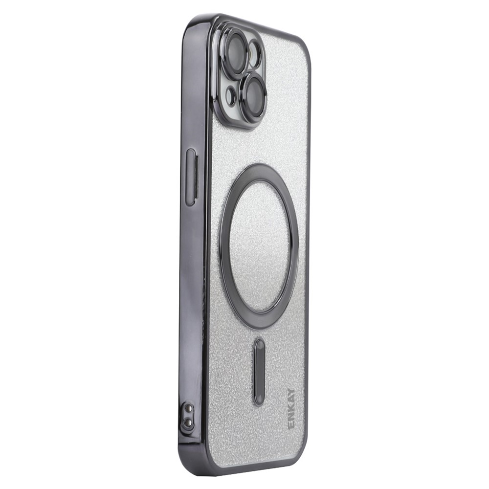 ENAKY HAT PRINCE For iPhone 14 Plus Magnetic TPU Case Electroplating Glitter Phone Cover - Black