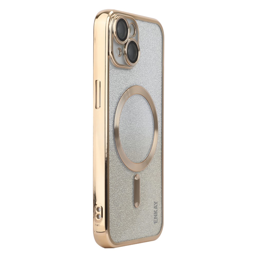 ENAKY HAT PRINCE For iPhone 14 Plus Magnetic TPU Case Electroplating Glitter Phone Cover - Gold
