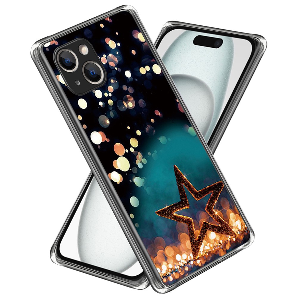 For iPhone 15 Plus Case Anti-drop Pattern Printing TPU Mobile Phone Cover - Five-Pointed Star