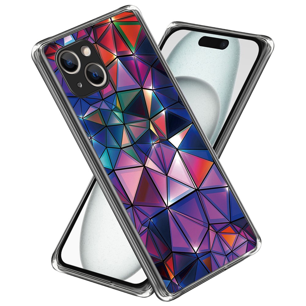For iPhone 15 Plus Case Anti-drop Pattern Printing TPU Mobile Phone Cover - Triangle