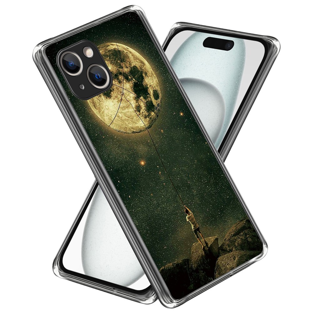 For iPhone 15 Plus Case Anti-drop Pattern Printing TPU Mobile Phone Cover - Moon