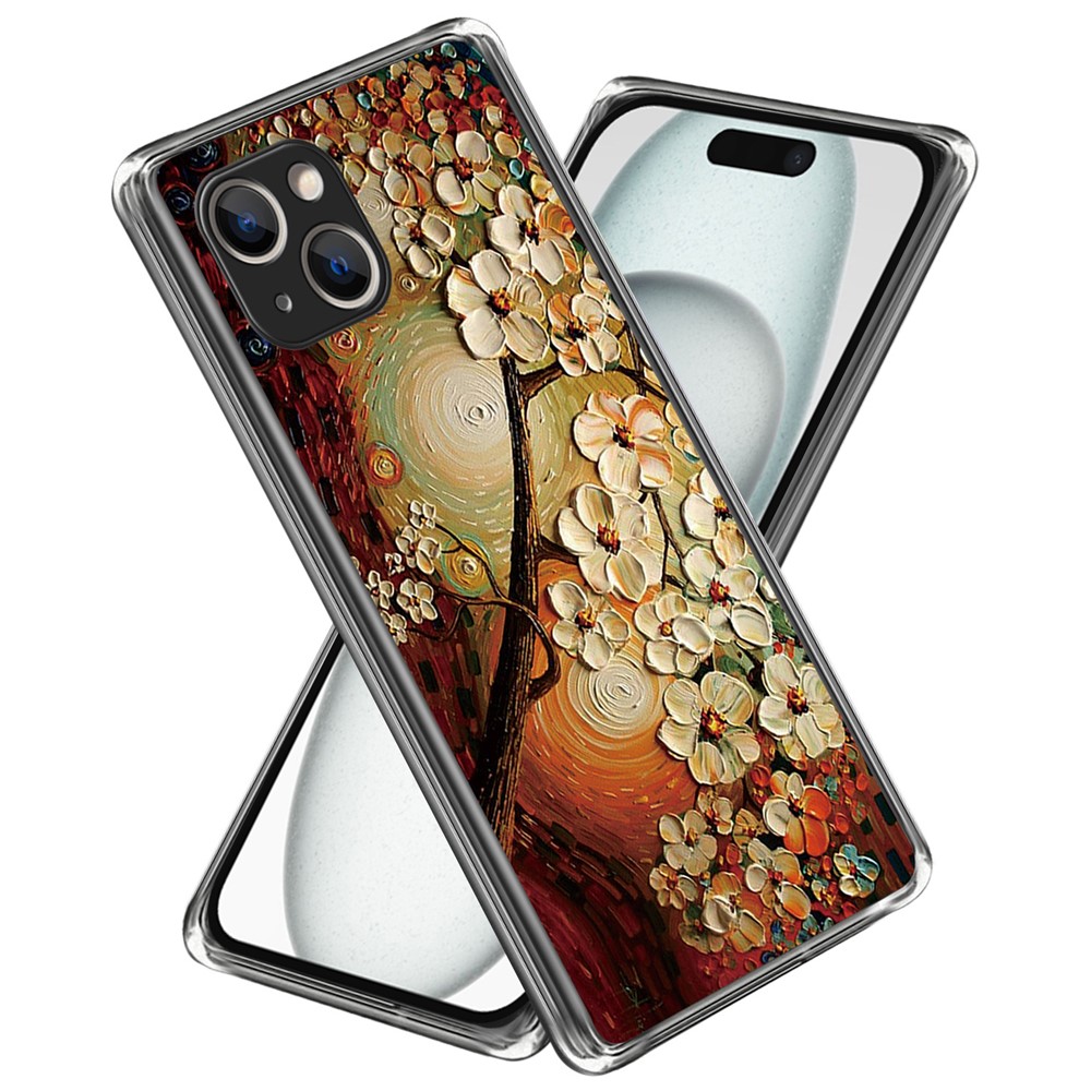 For iPhone 15 Plus Case Anti-drop Pattern Printing TPU Mobile Phone Cover - Flower