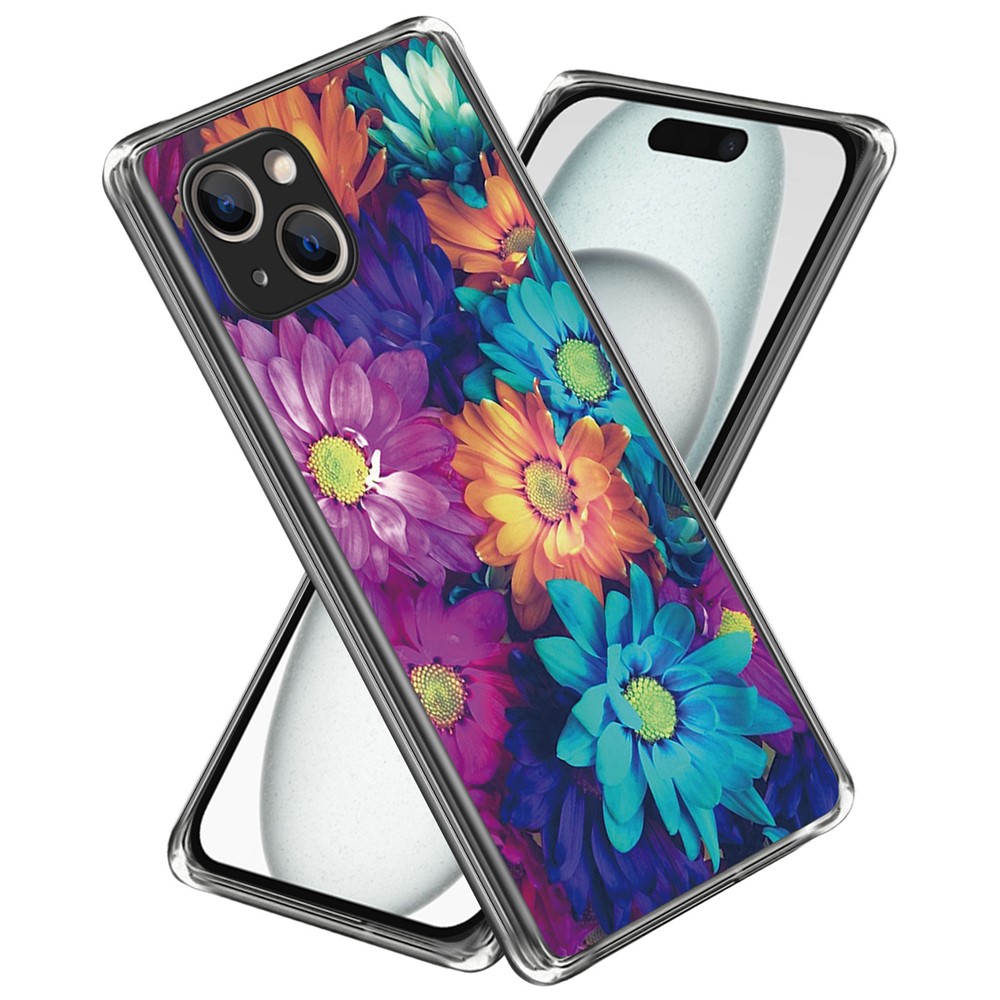 For iPhone 15 Plus Case Anti-drop Pattern Printing TPU Mobile Phone Cover - Chrysanthemum