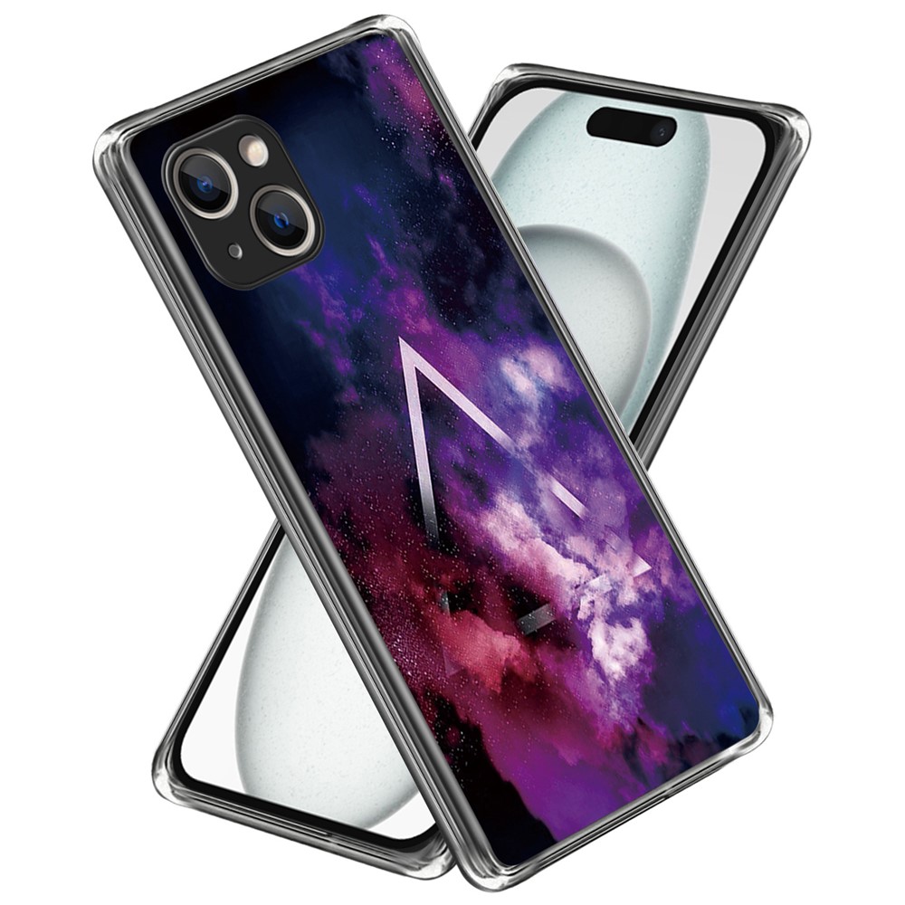 For iPhone 15 Plus Case Anti-drop Pattern Printing TPU Mobile Phone Cover - Triangle and Fog