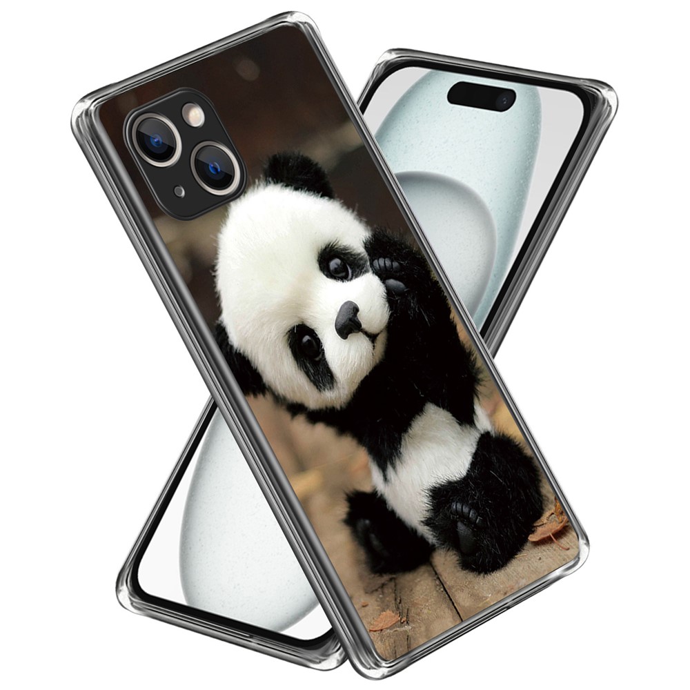 For iPhone 15 Plus Case Anti-drop Pattern Printing TPU Mobile Phone Cover - Panda